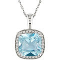 14k White Gold 1/10ct Diamond Blue Topaz Necklace