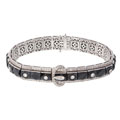 18k White Gold 4ct Diamond Carved Onyx Bracelet