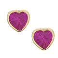 14k Gold Maroon Heart CZ Stud Earrings