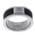 Stainless Steel Carbon Fiber and Diamond Ring