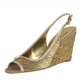 Prada Gold Snakeskin Wedge Sandal