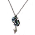 Double Moon Roman Glass Pearl Dangle Necklace (Israel)