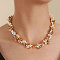 White and Champagne Keishi Pearl Necklace