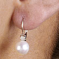 14k White Gold Akoya Pearl Diamond Earrings
