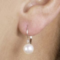 14k White Gold Akoya Pearl Diamond Earrings