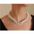 White and Blue Cultured Pearl Necklace