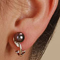 14k White Gold Black Cultured Akoya Pearl Earrings