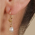 14k Gold Cultured Freshwater Pearl Heart Earrings