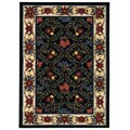 Petit Point Hooked Black Wool Area Rug (5' x 8')