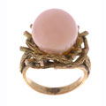 14k Yellow Gold Coral Ball Ring