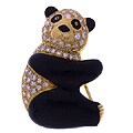 18K Yellow Gold and Diamonds Panda Pin