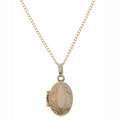 Gold Engraved Children's Locket with 13-inch Chain