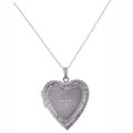 14k White Gold Diamond Heart Locket