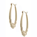 14k Yellow Gold Leaf Hoop Earrings