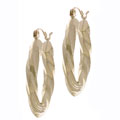 14k Yellow Gold Twisted Oval Hoop Earrings