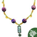Roman Glass with Citrine, Peridot and Pearl Necklace