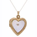 14k Gold Diamond Heart Locket with 18-inch Chain