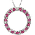 10k White Gold Ruby Circle Pendant