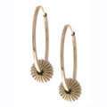 14k Yellow Gold Shell Bead Hoop Earrings