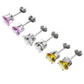 Sterling Silver Round CZ Earrings Set (6 mm)