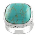Sterling Silver Block Turquoise Filigree Ring