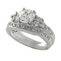 Sterling Silver CZ Solitaire Ring with Matching Band