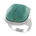 Sterling Silver Block Turquoise Fashion Ring