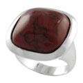 Sterling Silver Block Coral Fashion Ring