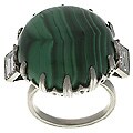 Platinum Diamond & Malachite Antique Cocktail Ring