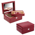 Garnet Red Leather Small Jewelry Case