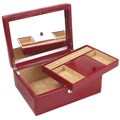 Garnet Red Leather Medium Jewelry Case