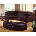 Chocolate Brown Leather Sectional Sofa with 2 Storage Ottomans