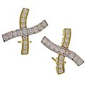 18k Two-tone Gold 2ct Diamond X Earrings