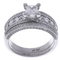 14k White Gold 2ct TDW Princess and Round Diamond Bridal Ring Set (G-H, SI2-I1)