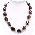 Silver Beaded Smoky Quartz Necklace
