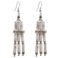 Silver Beaded White Howlite Earrings