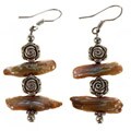 Brown Freshwater Biwa Pearl Earrings