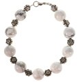 White Howlite and Silver Bead Bracelet