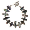 Cultured Freshwater Biwa Black Pearl Bracelet