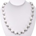 White Howlite and Silver Bead Necklace
