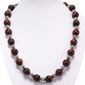 Tiger Iron Silver Floral Beads Necklace