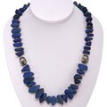 Silver Beaded Blue Lapis Lazuli Necklace