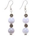 Silver Floral Chalcedony Agate Earrings