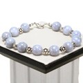 Silver Floral Chalcedony Agate Bracelet