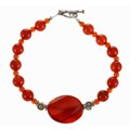 Silver Floral Carnelian Bracelet