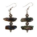 Cultured Freshwater Biwa Black Pearl Earrings
