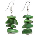 Green Chrysocolla and Silver Bead Earrings