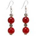 Antiqued Silver Bead And Indian Ruby Earrings