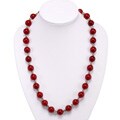 Antiqued Silver Bead and Indian Ruby Necklace