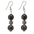 Sardonyx Agate Silver Floral Bead Earrings